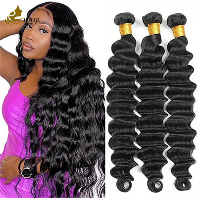 Không bị rối loạn Tầm dốc Deep Wave Virgin Human Hair Bundles Extensions