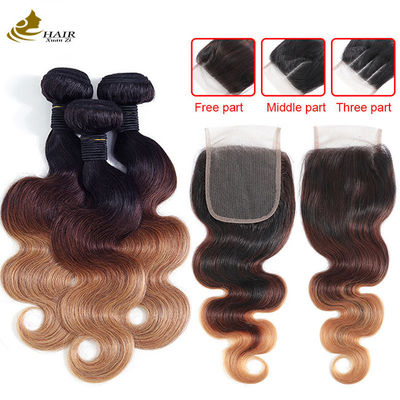 chất lượng  1b 4/27 Curly Honey Blonde Brazilian Hair Extensions Ombre nhà máy sản xuất