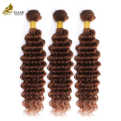 chất lượng  Peruvian Hair Deep Curl Copper 33# Brown color virgin Human Hair weft Bundles nhà máy sản xuất