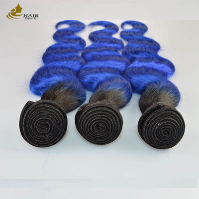 1B Blue Ombre Human Hair Extensions Body Wave Virgin Wavy