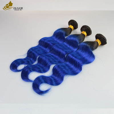 1B Blue Ombre Human Hair Extensions Body Wave Virgin Wavy