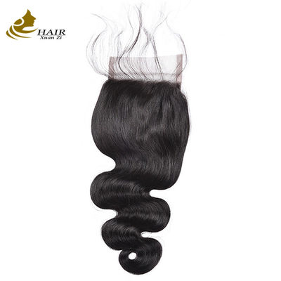 130 Độ dày đặc tóc con người cửa dây đeo màu đen tự nhiên Body Wave 4x4