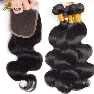 Oem Remy Human Hair Extensions Bundles Weft Raw Body Wave Hair Bundles With Closure (Màu tóc của con người được mở rộng)