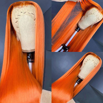 Ginger Orange Straight Lace Mặt trước tóc con người tóc giả Pre Plucked cho phụ nữ