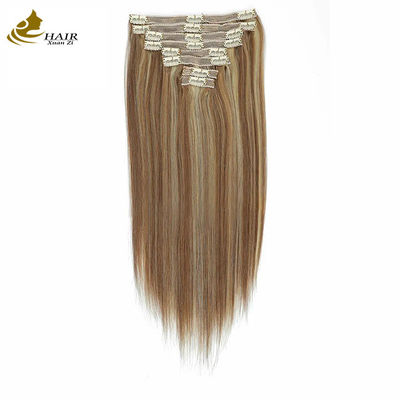 10 miếng Clip Peruvian In Ponytail Extension Strawberry Blonde Real Human Hair