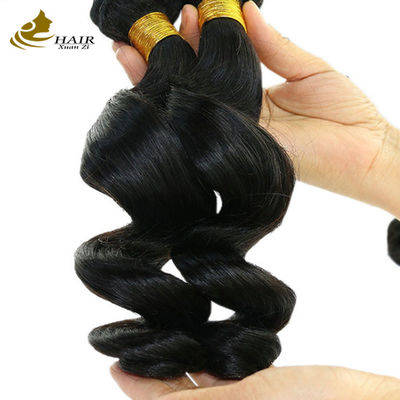 Đen tự nhiên Cambodia Virgin 16 Inch Brazil tóc lỏng sóng OEM