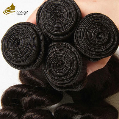 Đen tự nhiên Cambodia Virgin 16 Inch Brazil tóc lỏng sóng OEM