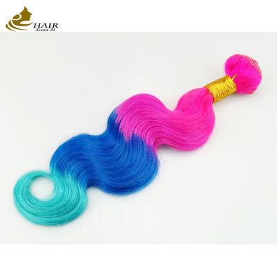 Tùy chỉnh Ombre Human Hair Extensions Bouncy Purple Màu xanh