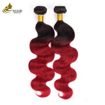 Màu đỏ Ombre màu Brazil tóc con người gói với khóa