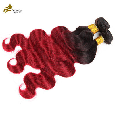 Màu đỏ Ombre màu Brazil tóc con người gói với khóa