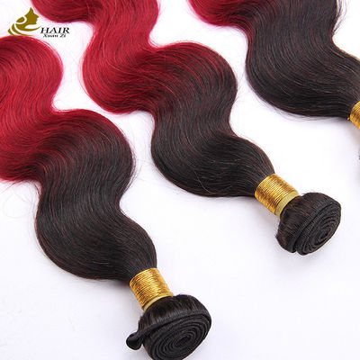 Màu đỏ Ombre màu Brazil tóc con người gói với khóa