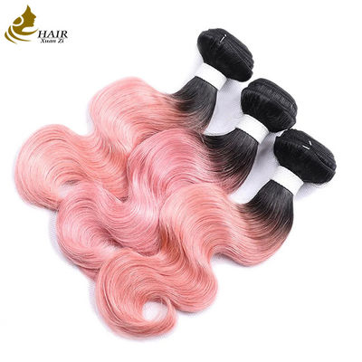 Giá nhà máy nguyên liệu tóc người trinh nữ Ấn Độ 1b / Màu hồng Body Wave Human Hair Bundle