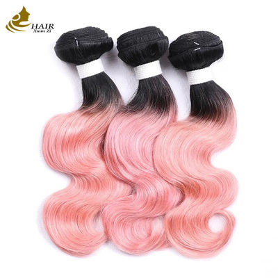 Giá nhà máy nguyên liệu tóc người trinh nữ Ấn Độ 1b / Màu hồng Body Wave Human Hair Bundle