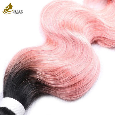 Giá nhà máy nguyên liệu tóc người trinh nữ Ấn Độ 1b / Màu hồng Body Wave Human Hair Bundle