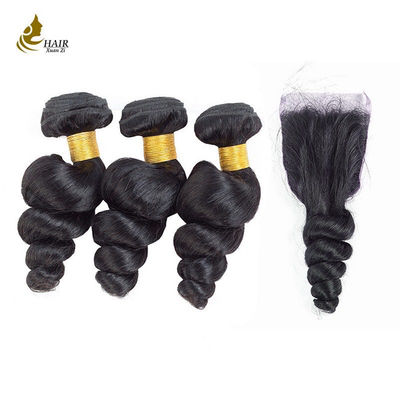 Bông tóc Brazilain Human Hair Loose Wave Bundles with Closure