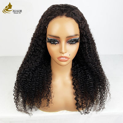 4*4 Mặt trước tóc da nguyên sinh tóc con người màu đen tự nhiên tóc giả curl với dải chống trượt