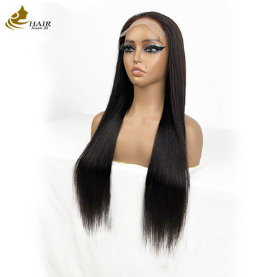 Nhà cung cấp bán buôn 6 * 6 mặt trước tóc người màu đen tự nhiên tóc giả thẳng với sọc chống trượt