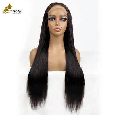 Nhà cung cấp bán buôn 6 * 6 mặt trước tóc người màu đen tự nhiên tóc giả thẳng với sọc chống trượt