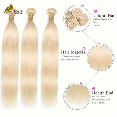 613 tóc vàng 100% tóc con người Virgin Extension Straight Bundles