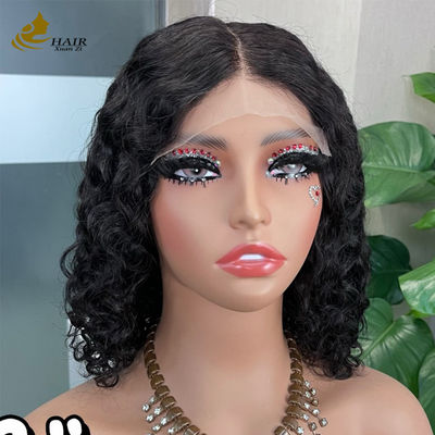 12 Inch không keo 5 * 5 Mặt trước tóc người tóc tóc giả nước sóng không keo lụa trên cùng đầy đủ tóc giả tóc giả