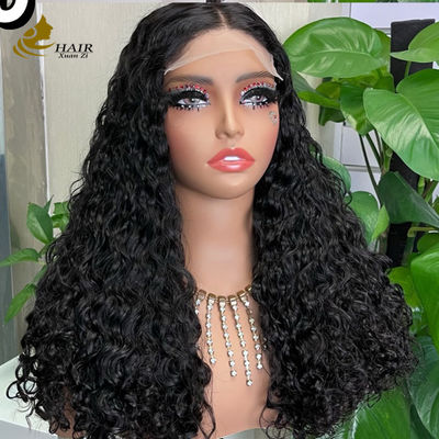 Không keo 5 * 5 Đèn mài trong suốt Mặt trước tóc con người tự nhiên Không keo lụa trên cùng Full Lace Wig