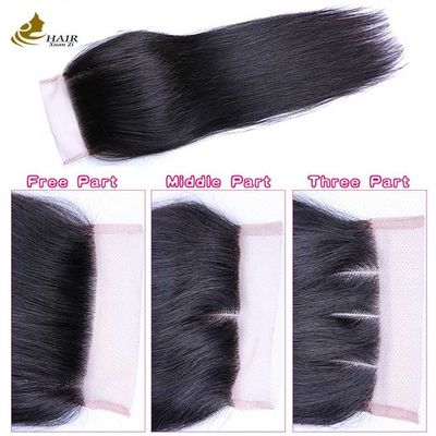 Xanh 4 * 4 renda 20 inch tự nhiên đen thẳng tóc con người renda đóng cửa để bán