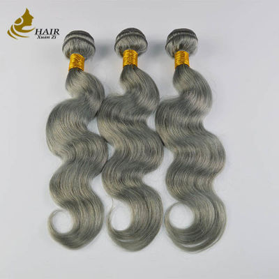 Grey Ombre Human Hair Extensions Bundles 26 Inch Với Khóa