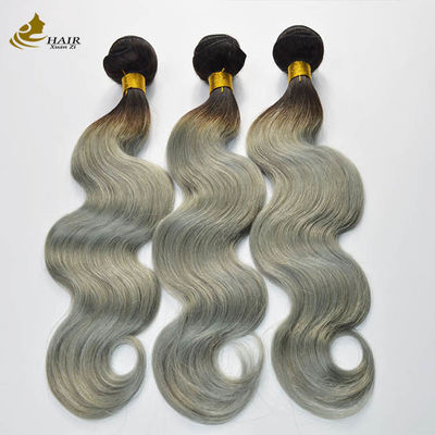 Brazilian Ombre Human Hair Extensions Màu xám Virgin Human Bundles