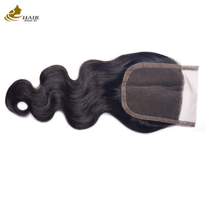 130 Độ dày đặc tóc con người cửa dây đeo màu đen tự nhiên Body Wave 4x4