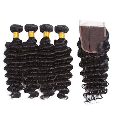 12A Grade Deep Wave Virgin Human Hair Bundles 95-100g Với Khóa tùy chỉnh