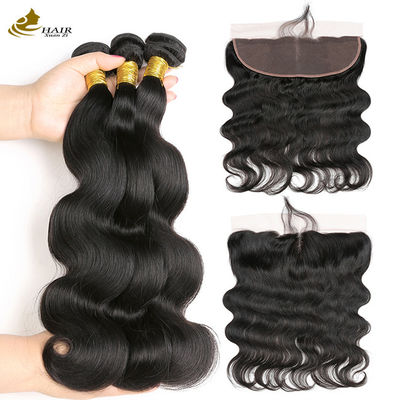 Đàn bà Remy Hair Extensions Human Bundles 100% Brazil với cửa trước đan xen