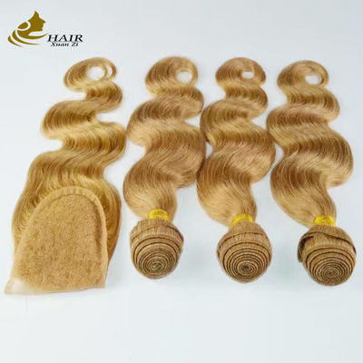 Brown Remy Ombre Hair Extensions Body Wave Bundles With Lace Closure (Màn mở rộng tóc người màu nâu)