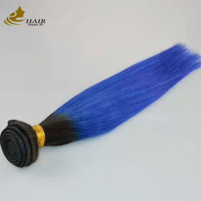Cô gái nguyên chất Brazil Ombre Human Hair Extensions Bundles Blue 1B