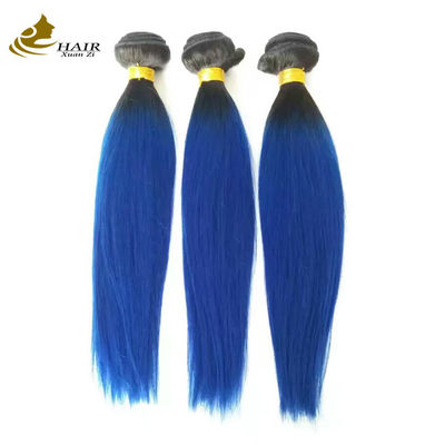 Cô gái nguyên chất Brazil Ombre Human Hair Extensions Bundles Blue 1B