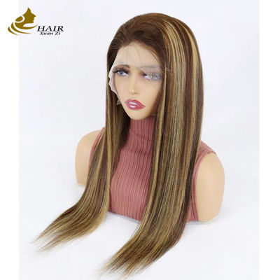 Kinky thẳng tùy chỉnh tóc con người tóc giả màu nâu thở
