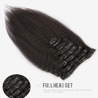 Natural Black Hair Extensions Weave Clip In Long Kinky thẳng ODM