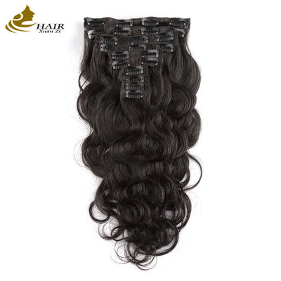 100 tóc con người Body Wave 18 inch Curly Clip In Hair Extensions cho tóc đen