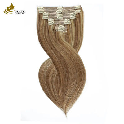 10 miếng Clip Peruvian In Ponytail Extension Strawberry Blonde Real Human Hair