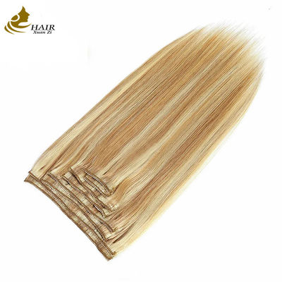 Virgin Human Hair Clip In Extensions Ponytail thẳng màu piano