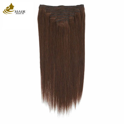 Màu da nâu tối 22 inch Clip In Hair Extensions tóc con người 100% Virgin 16 Pieces
