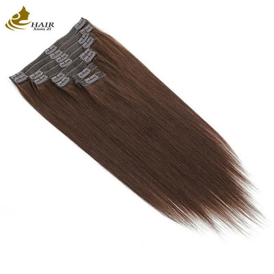 Màu da nâu tối 22 inch Clip In Hair Extensions tóc con người 100% Virgin 16 Pieces