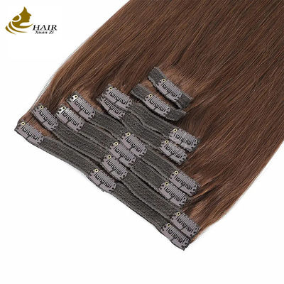 Màu da nâu tối 22 inch Clip In Hair Extensions tóc con người 100% Virgin 16 Pieces