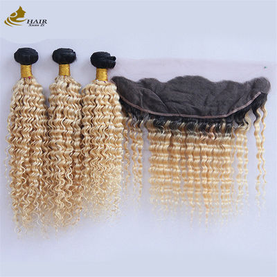 1B/613 Peruvian Brazilian Human Hair Bundle With Frontal Lace Closure (Bộ tóc người Peruvian Brazil với nút thắt dây đeo phía trước)