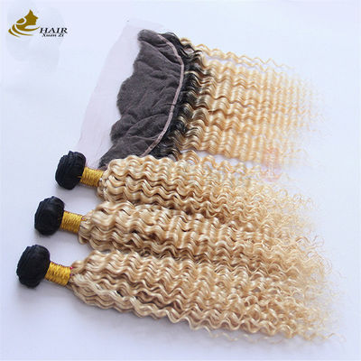 1B/613 Peruvian Brazilian Human Hair Bundle With Frontal Lace Closure (Bộ tóc người Peruvian Brazil với nút thắt dây đeo phía trước)