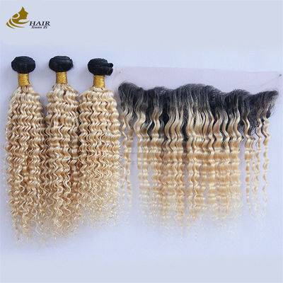 1B/613 Peruvian Brazilian Human Hair Bundle With Frontal Lace Closure (Bộ tóc người Peruvian Brazil với nút thắt dây đeo phía trước)