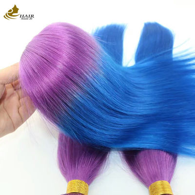 Tùy chỉnh Ombre Human Hair Extensions Bouncy Purple Màu xanh