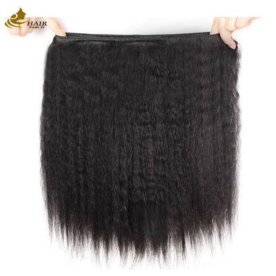 Kinky Straight Brazilian Human Hair Bundle With Closure 8A / 9A / 10A