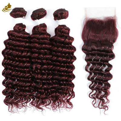 Ombre 99J Glueless Burgundy Perug Extensions Human Hair Deep Wave