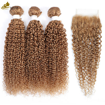 27 Đen màu Mờ tóc con người Extensions Curly Virgin 100g / gói