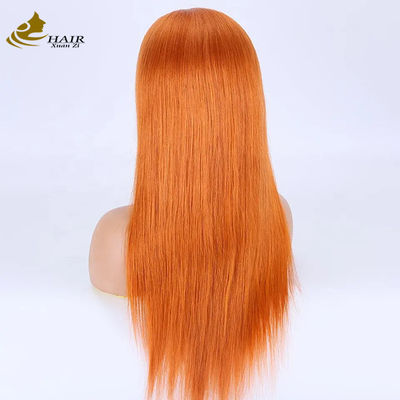 Màu cam thực tế tóc con người tóc giả Full Lace 27 mật ong vàng 180% mật độ